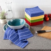 Hastings Home Set of 16 Kitchen Dish Cloth, 12.5x12.5", 100-percent Absorbent Cotton, Chevron Weave Pattern, 4 Colors 365229UKV